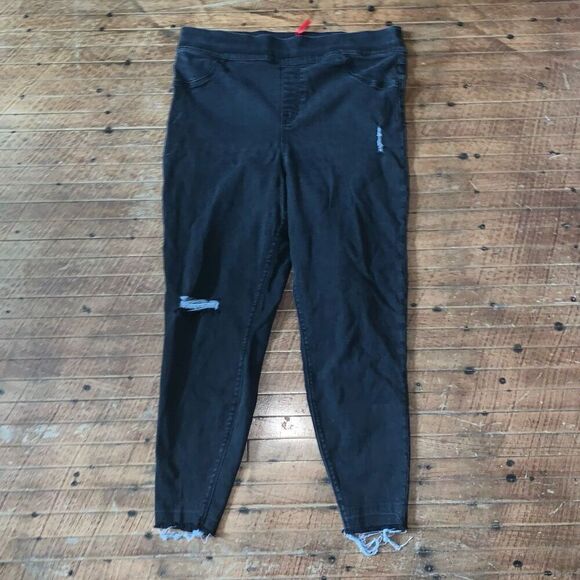 Spanx distressed black jean-ish shapewear raw hem 3x jeggings - Picture 2 of 5